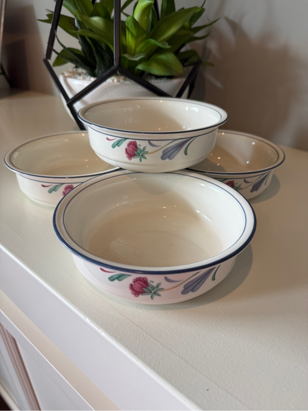 Lenox Poppies on the Blue cereal, soup, berry bowls set of 4